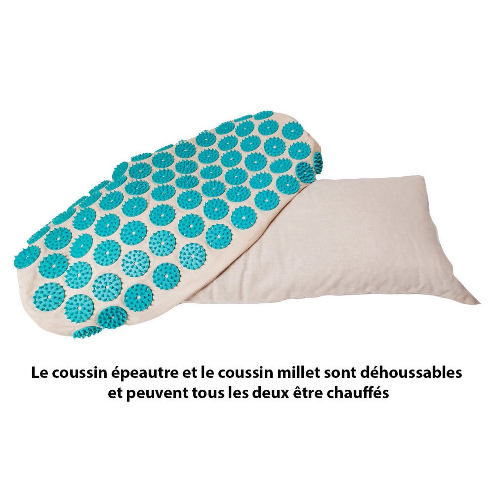 Coussin d'acupression et de thermothérapie, textiles et garnissages 100% bio Climsom Zen