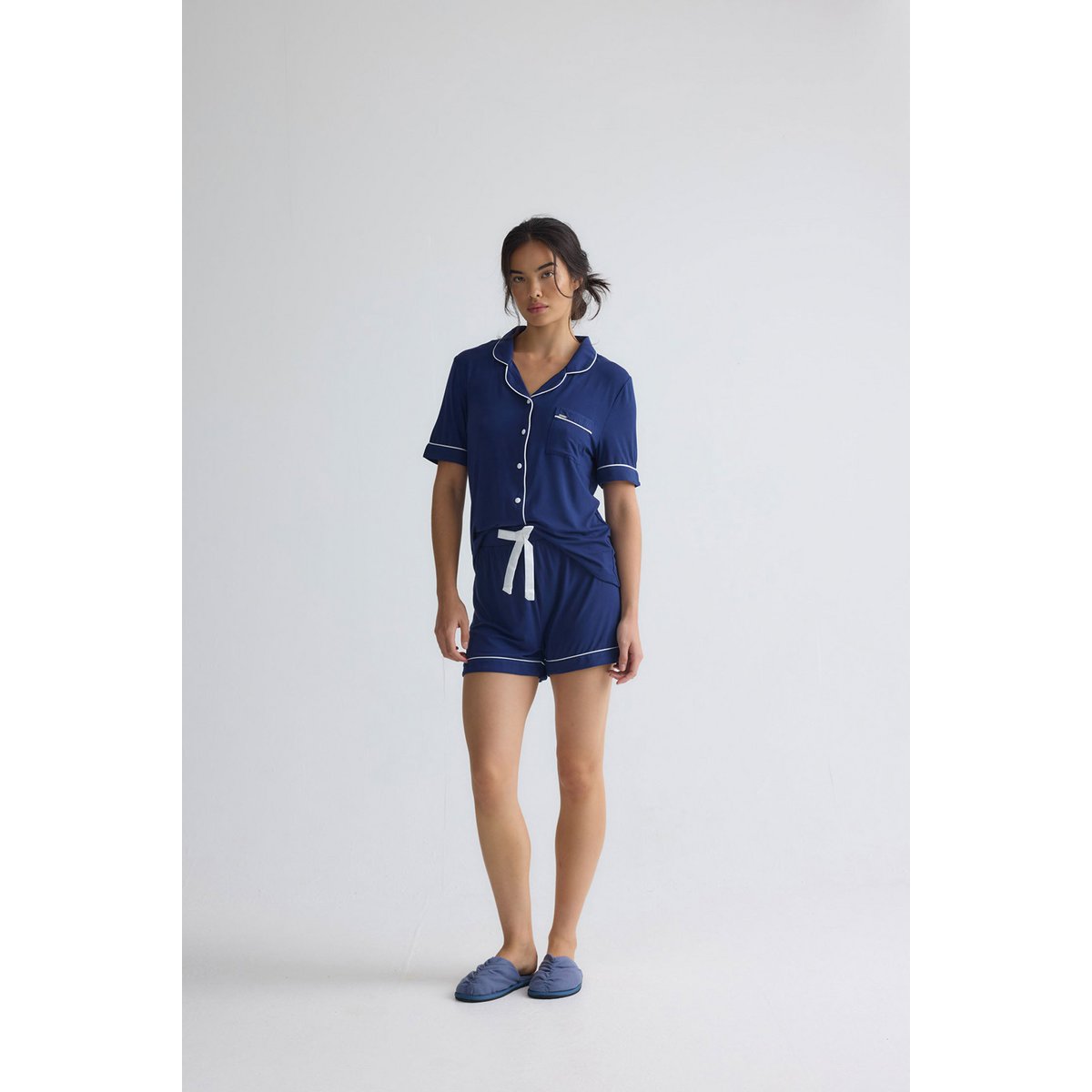 Bambus-Hemd-Shorts-Set in Mitternacht
