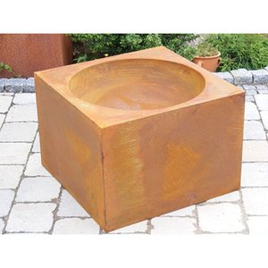 Rust decorative trough | Patina garden decoration flower pot | Vintage decorative flower column
