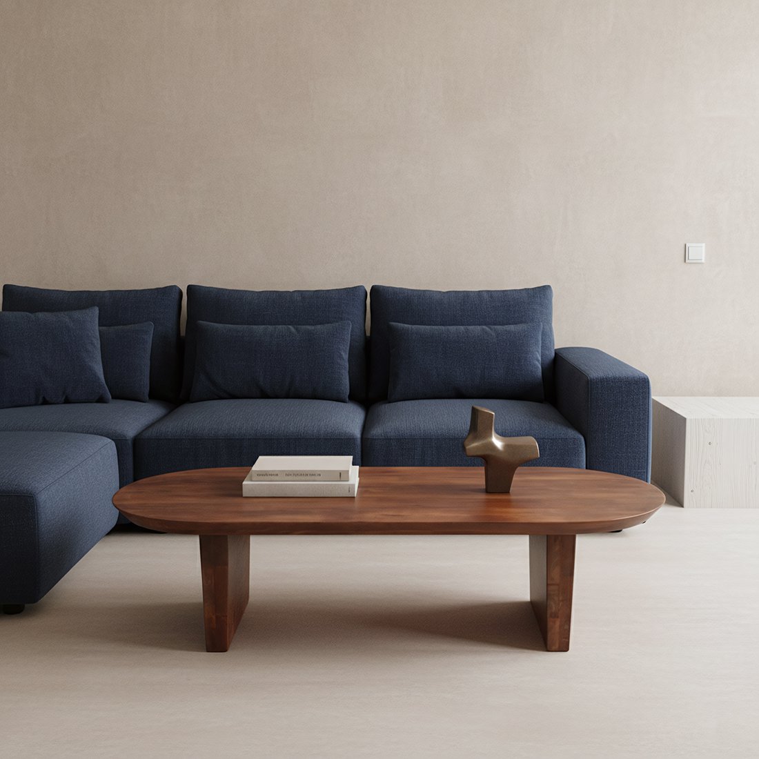 Bullnose mangohouten salontafel bruin - 140x60x35 cm