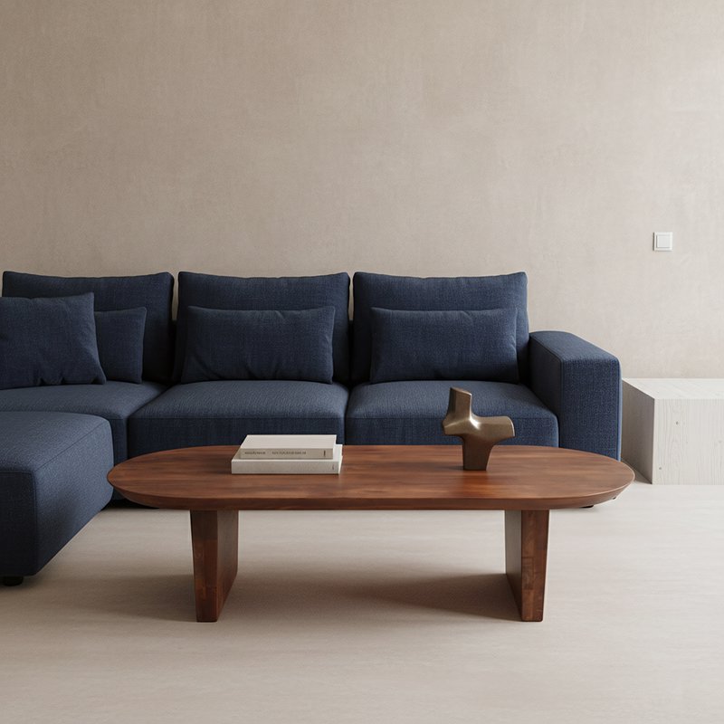 Bullnose mangotræ sofabord brun - 140x60x35 cm