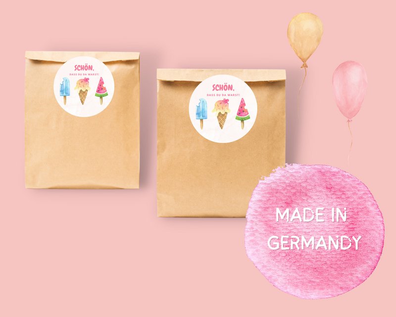 IJszakjes met sticker - cadeauzakje voor ijsjes voor kinderverjaardagsfeestjes