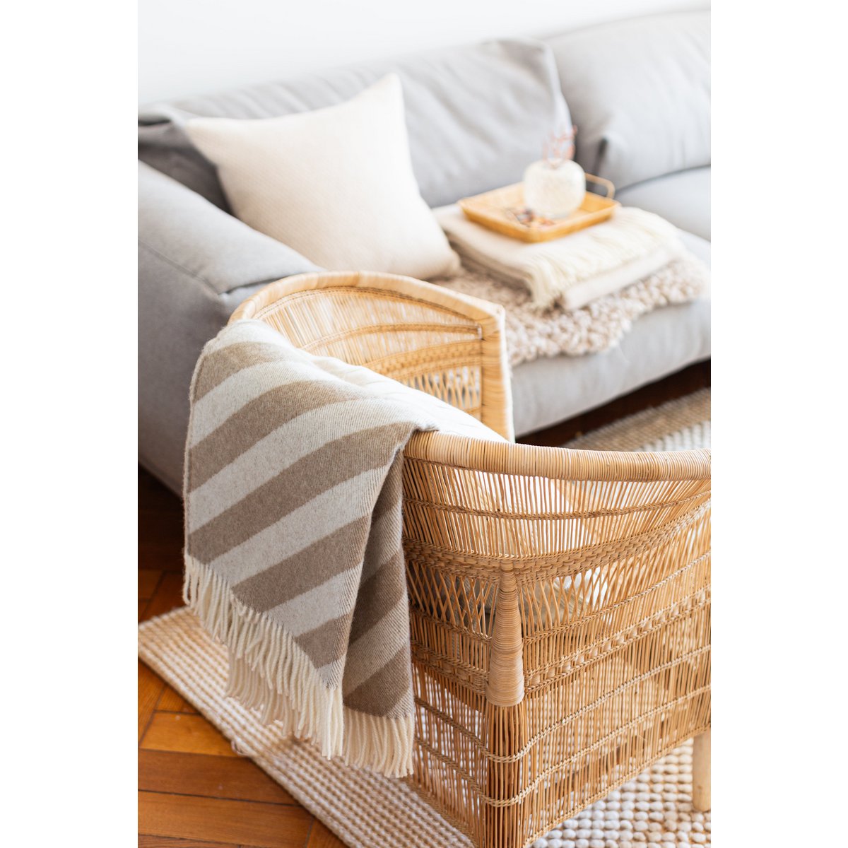 Filip Blanket Beige Soft Lightweight Norwegian Wool Blanket