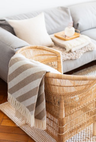 Filip Blanket Beige Soft Lightweight Norwegian Wool Blanket