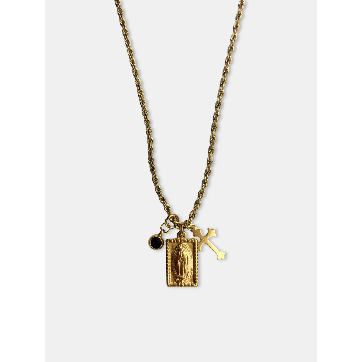 Virgin Mary Medallion - Triple Charm halskæde