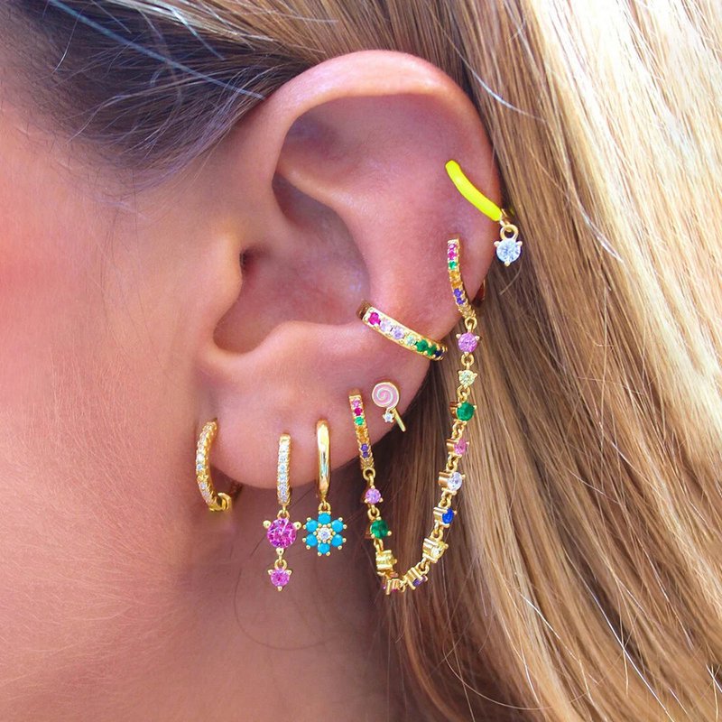 Europa und Amerika CZ Kristall Kette Tropfen Ohrringe Edelstahl Anhänger Ohr Schnalle Modeschmuck Für Frauen Geburtstag Geschenke