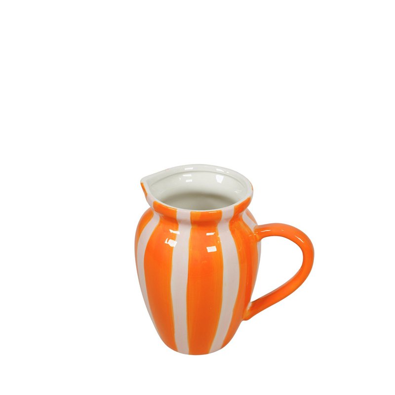 Keramikvase Streifen 18x18cm – Orange – Sommerliche Heimdekoration