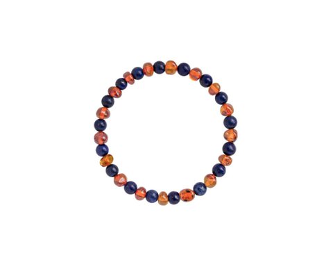 Adult Bracelet Amber Cognac/Lapis Lazuli