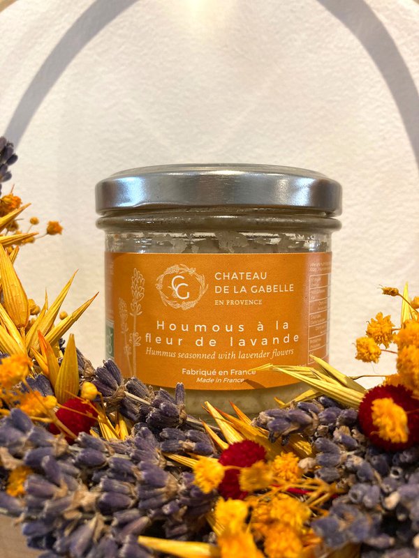 Hummus with organic lavender flower