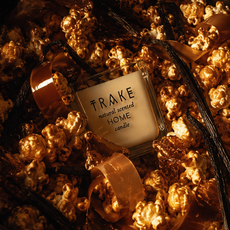 Karamel Popcorn Duftlys | Håndhældt i Europa | TRAKE 250 g