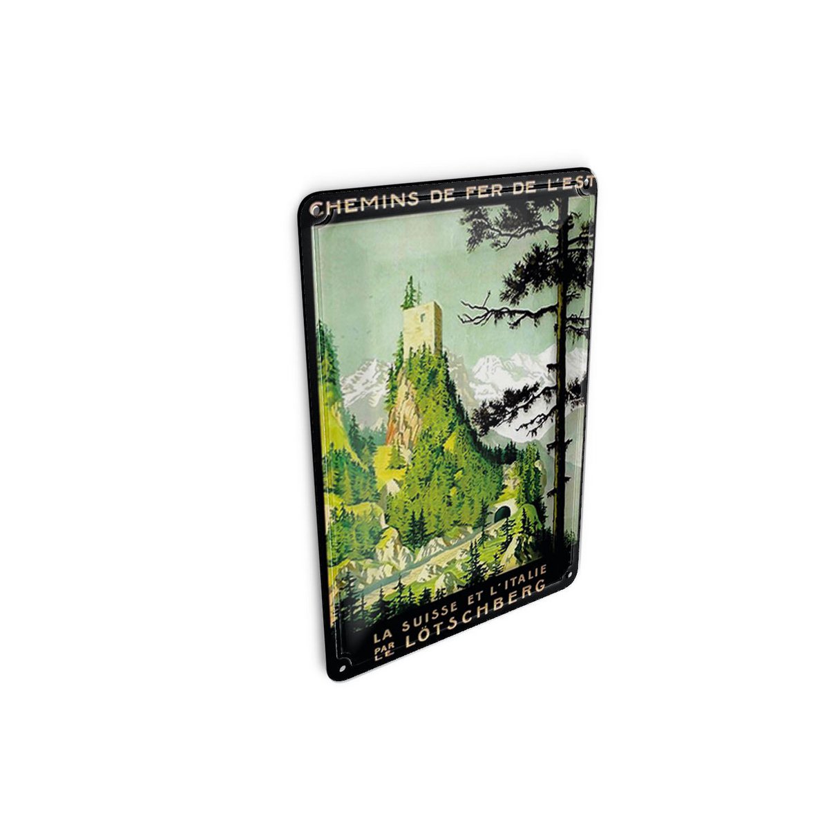 Blechpostkarte Reise 10x14 cm La suisse et l italie Lötschberg Deko Schild