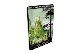 Rejseblik postkort 10x14 cm Schweiz og Italien Lötschberg dekorativt skjold