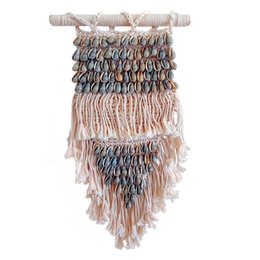 Macrame en schelpen boho wanddecoratie