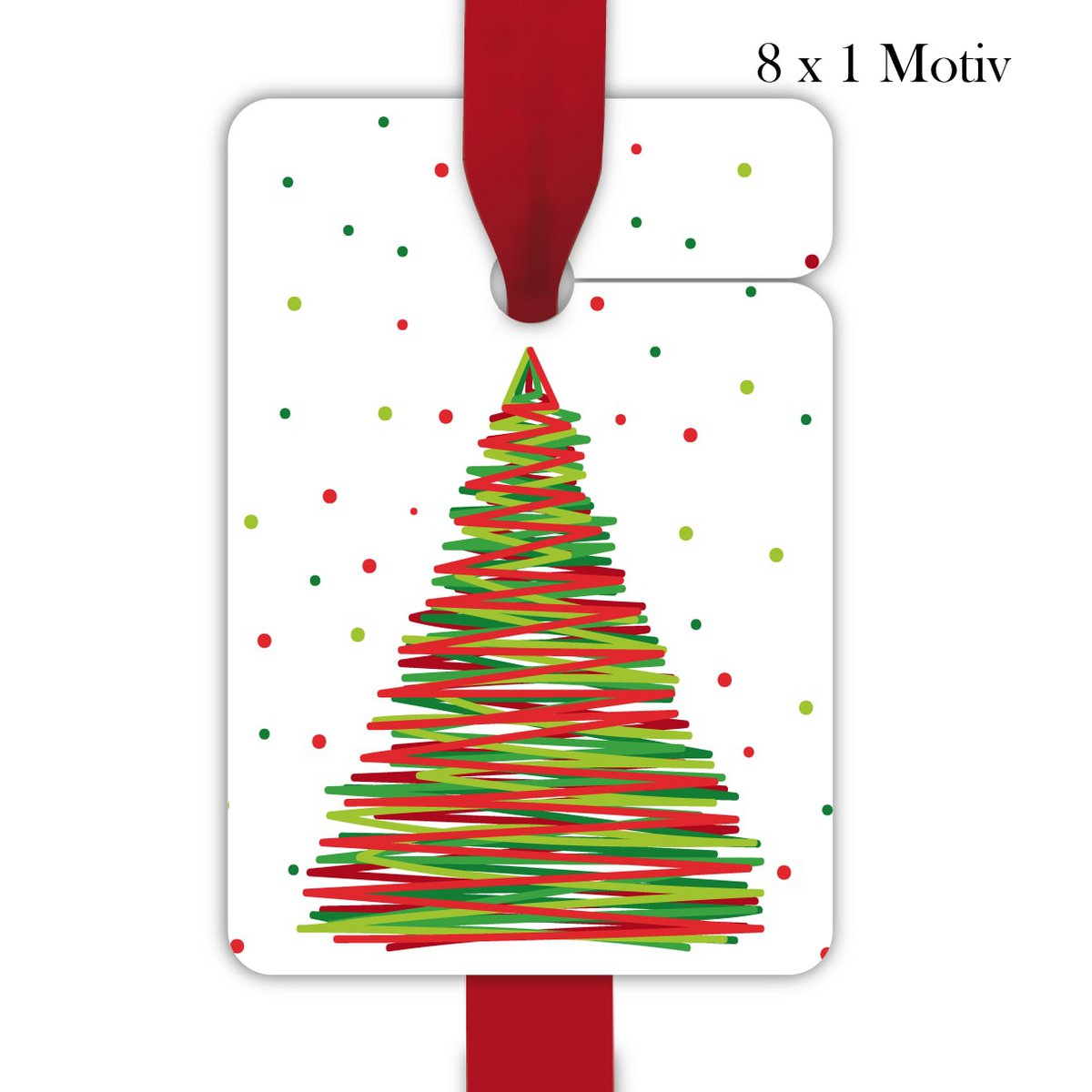 8 modern Christmas gift tags for Christmas with a Christmas tree format 10 x 6.9 cm