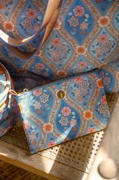 Charly Cosmetic Flat Pouch Medium Ornamento Blue 24x1x15.5cm