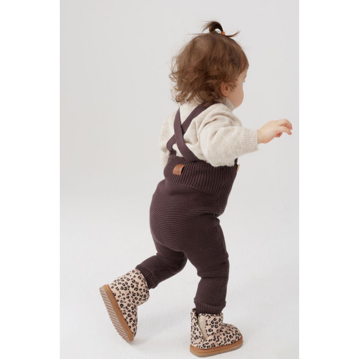 ENZO children's dungarees - 100% merino wool - brown
