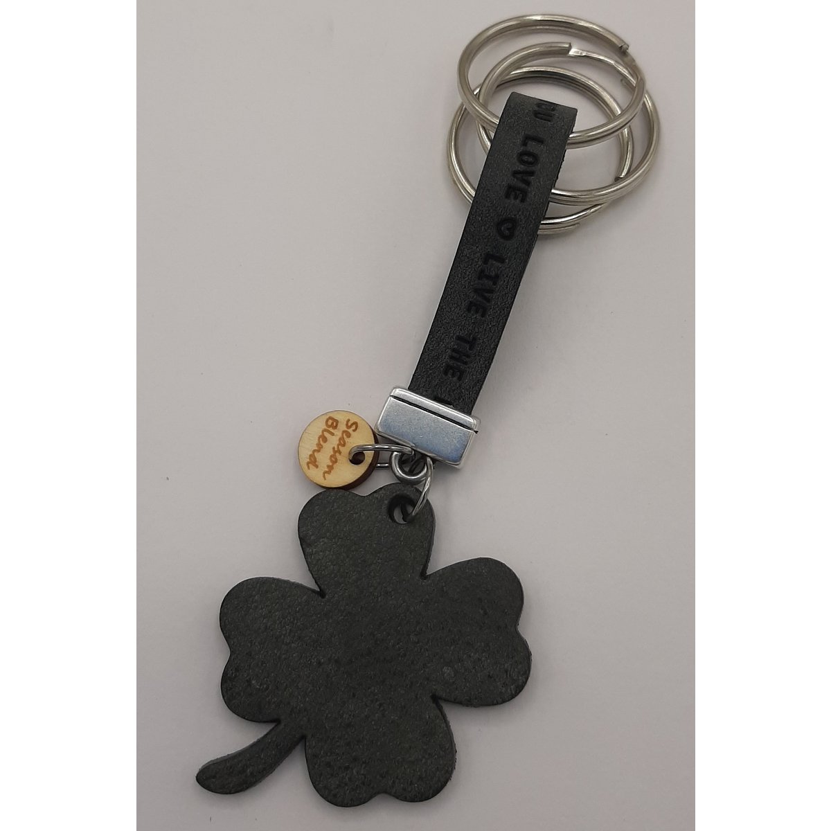 Keyring clover 4 antracita text
