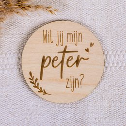 Plaque en bois avec texte - Veux-tu être mon parrain ?