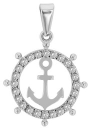 "Sieke - steering wheel with anchor, pendant made of stainless steel