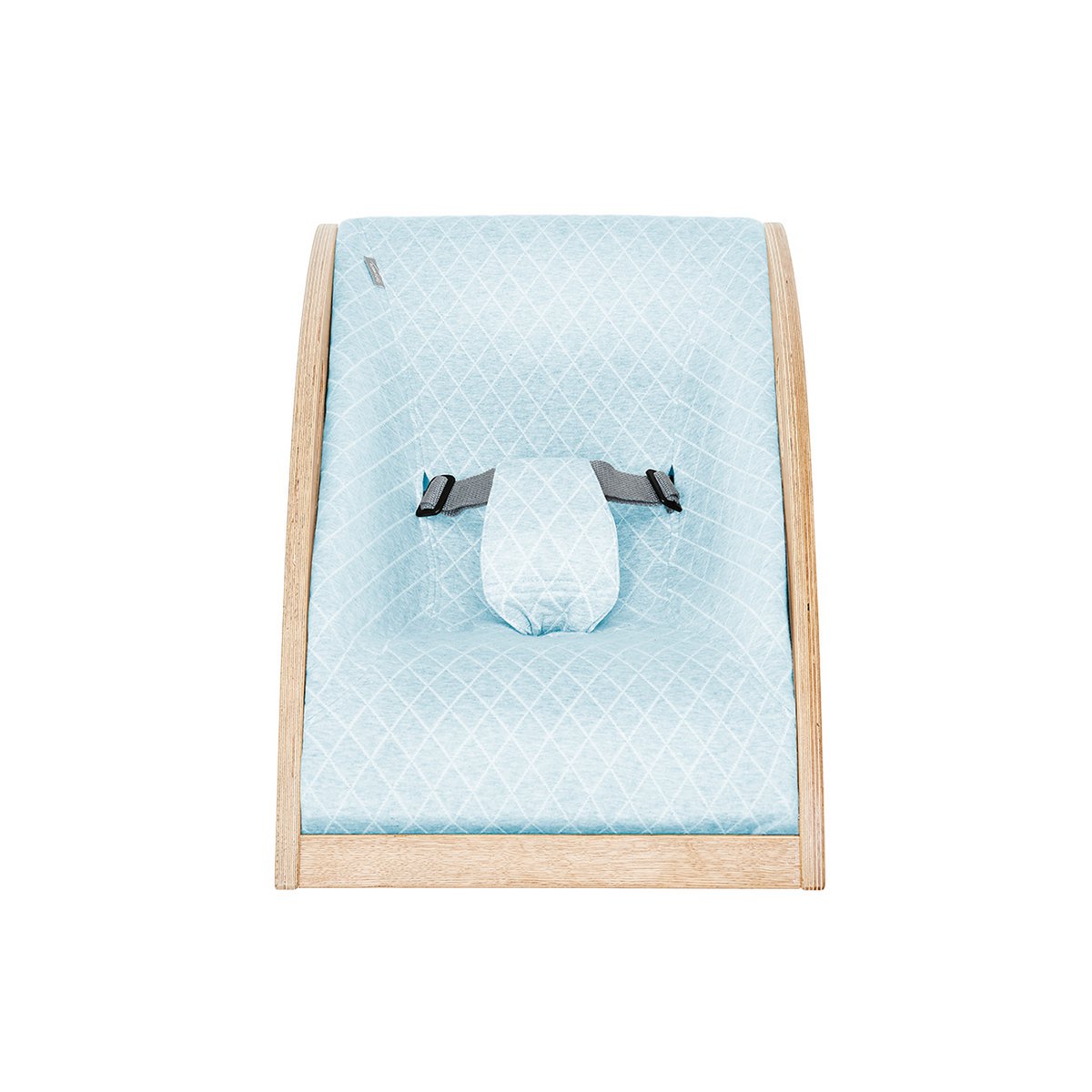 Baby bouncer oak, fabric light blue