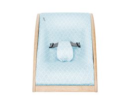 Baby bouncer oak, fabric light blue