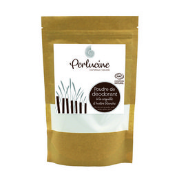 White deodorant powder refill made from natural oyster shell. Eco-friendly, vegan, and free from aluminum, parabens, and synthetic fragrances.