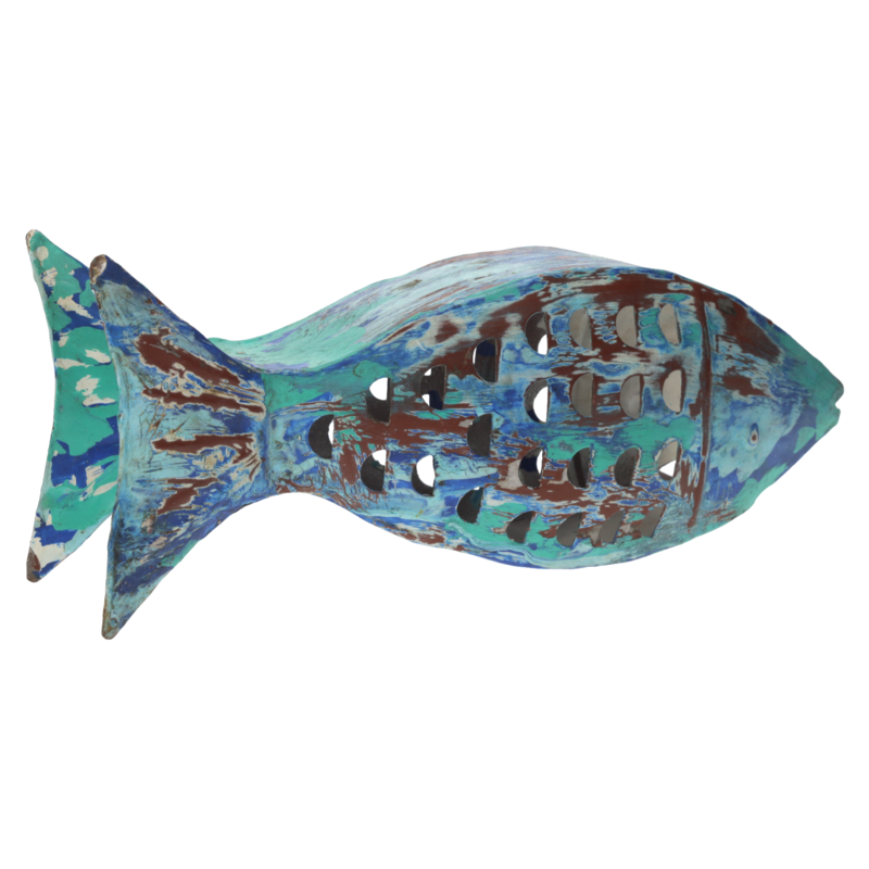 Nautical design iron fish candle holder