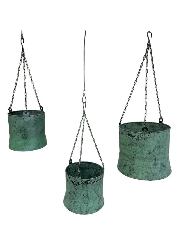 Iron set of hanging plant pots