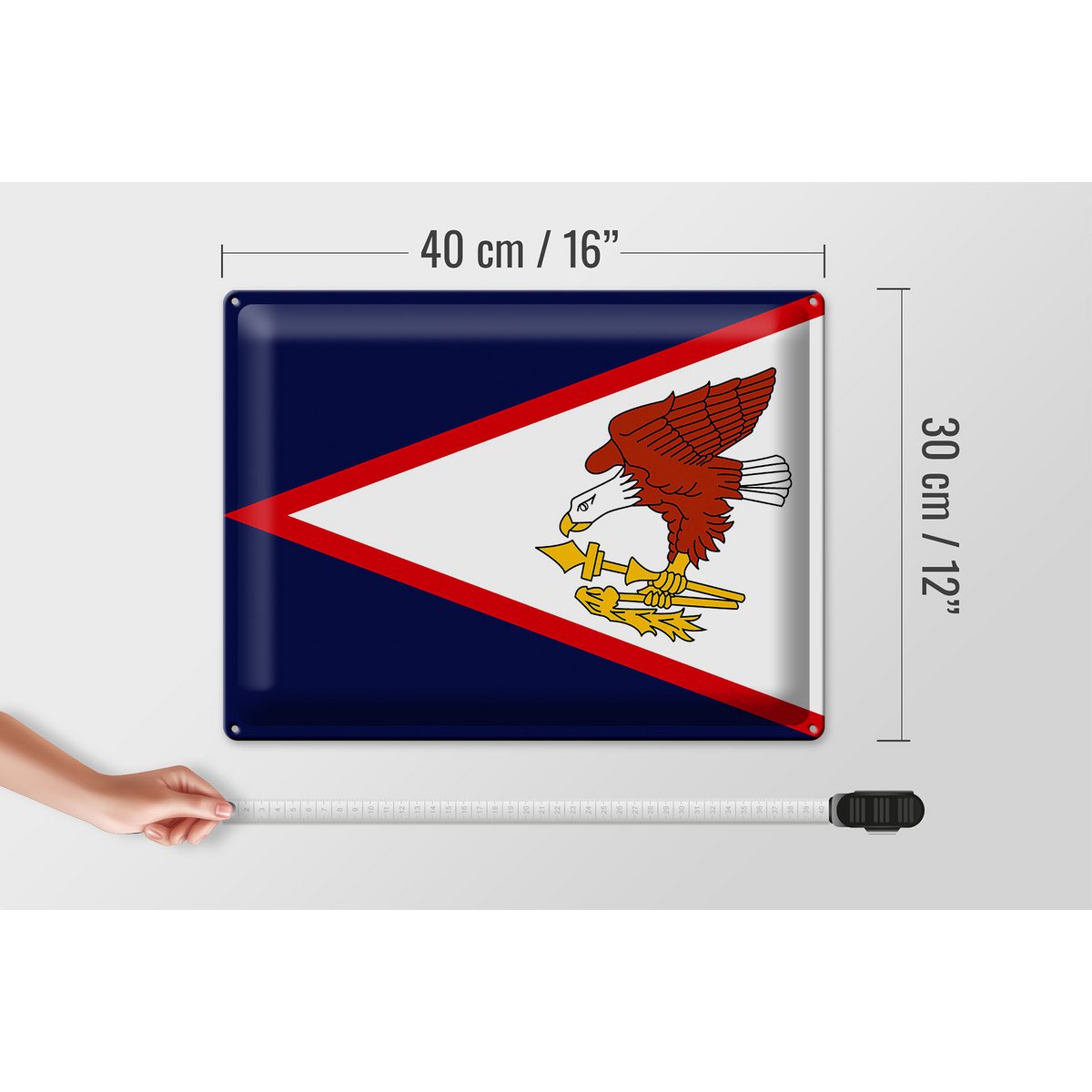 Blechschild Flagge 40x30cm Flag of American Samoa