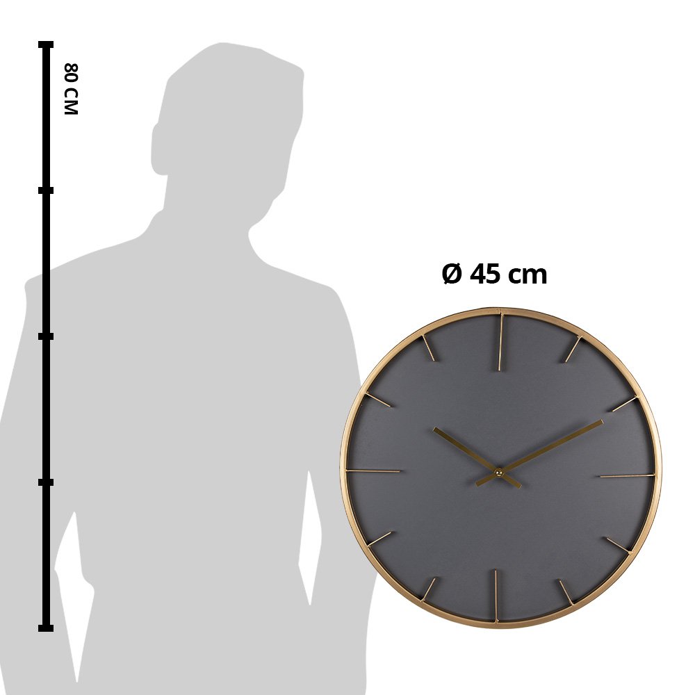 Wanduhr Ø 45 cm Graue MDF-Wanduhr