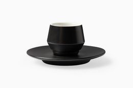 CUP AND SAUCER MATT BLACK 70 CC DOUBLE WALL MANIKO
