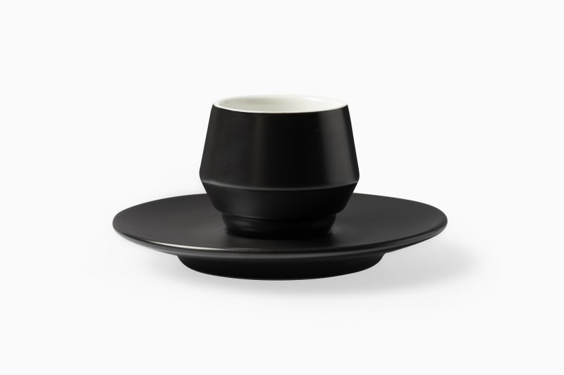 CUP AND SAUCER MATT BLACK 70 CC DOUBLE WALL MANIKO