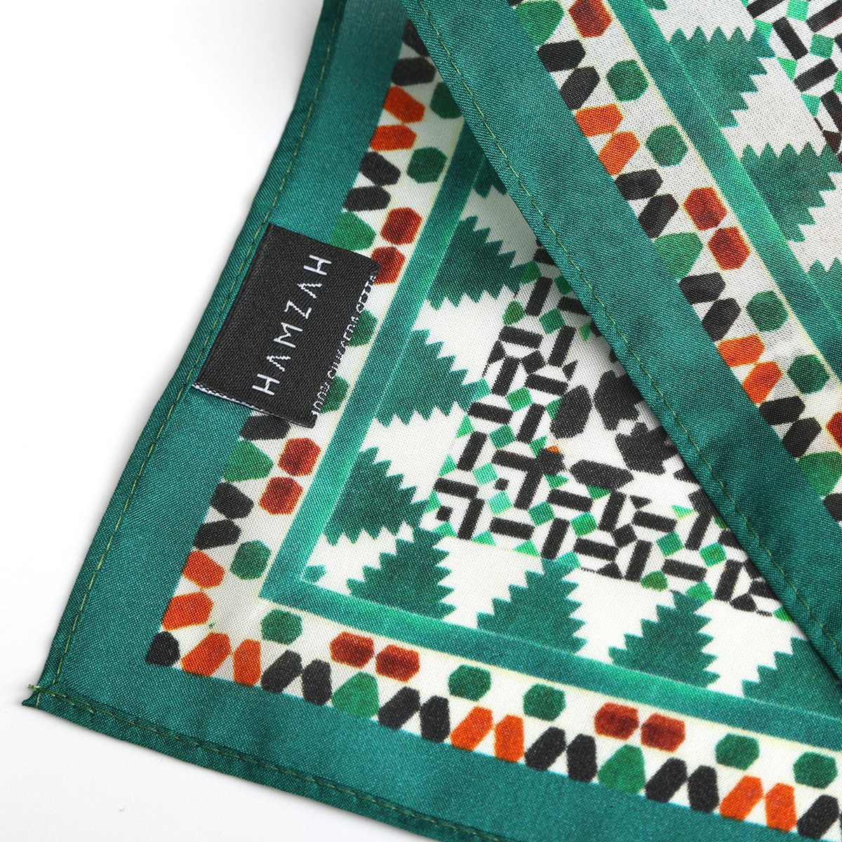 Green Square Silk Scarf Sabika