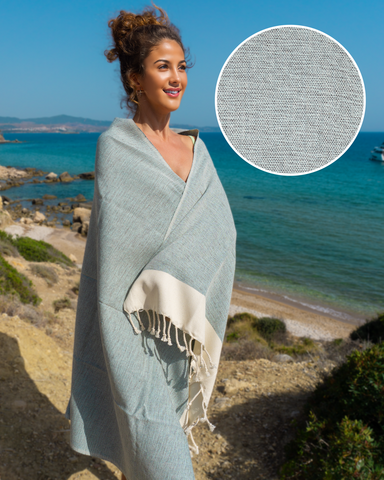 MANOLIA Cotton Hammam Pool Towel – Sand Free & Compact – Turquoise - 180x100 cm