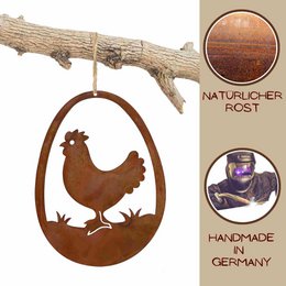 Paasdecoratie kip in het ei | Hangende raamdecoratie voor Pasen | 15 cm x 11 cm