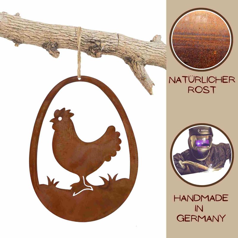 Paasdecoratie kip in het ei | Hangende raamdecoratie voor Pasen | 15 cm x 11 cm