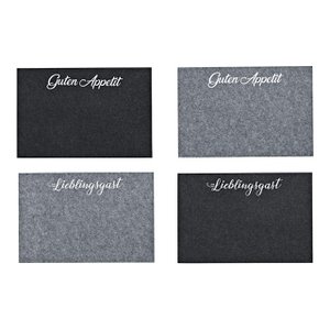 Placemat with saying, favorite guest, bon appetit, made of gray felt, 4-fold, (W/H) 45x30cm