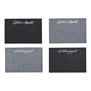 Placemat with saying, favorite guest, bon appetit, made of gray felt, 4-fold, (W/H) 45x30cm