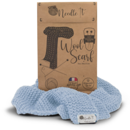 NEEDLE IT® Kit Lavoro a Maglia per Principianti Adulti Completo di Ferri da Maglia - Sciarpa di Lana Lavorata a Maglia Fai da Te - Idea Regalo (Azzurro Cielo)