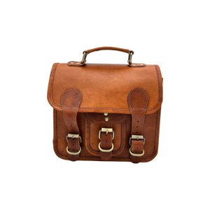MAHI 26 cm genuine goatskin leather satchel