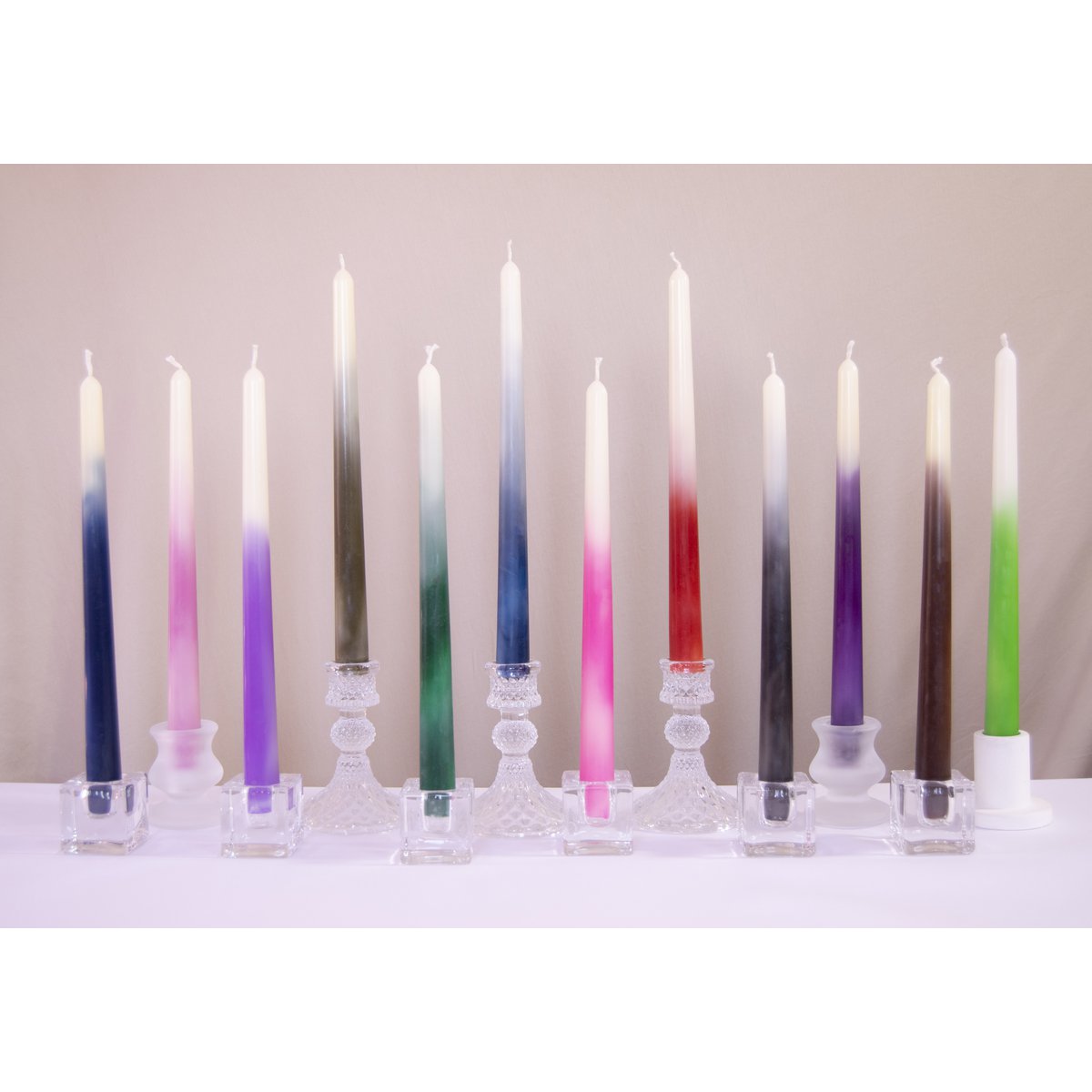 Vela cónica de cera de abeja Ombre de 10" - Haga su mezcla de colores Copiar