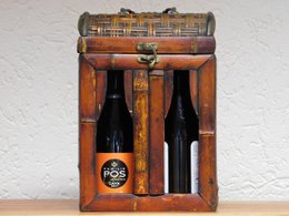 Vintage vinæske til 2 flasker - træ - klassisk