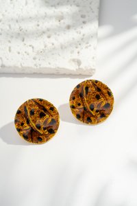 Leopard enamel earrings, gold, bold and trendy style