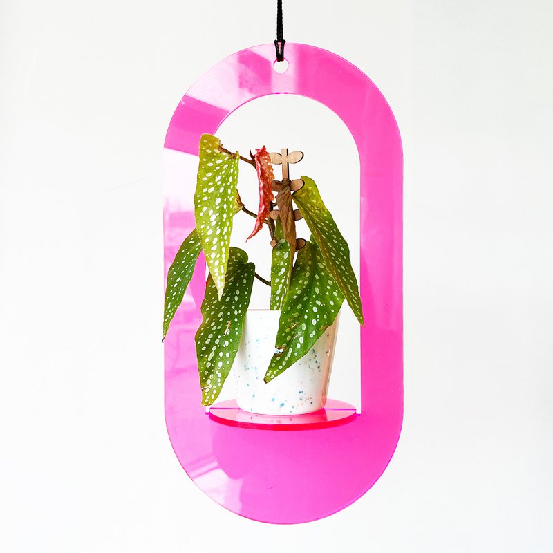 Planthanger neon pink oval 30 cm