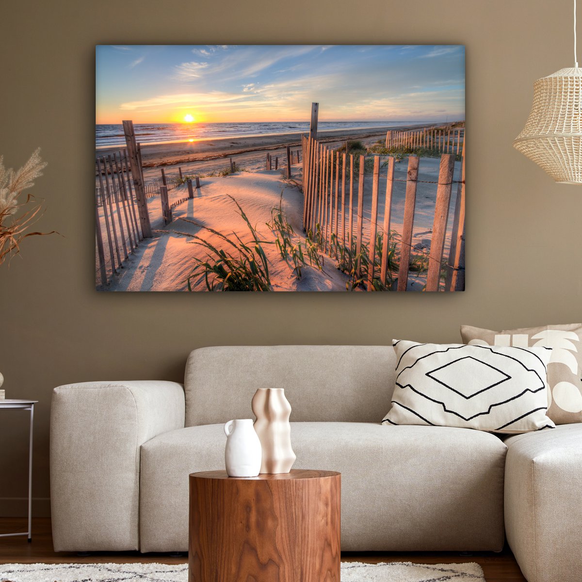 Leinwand Malerei - Wanddekoration - Strand - Meer - Dune - Sonnenuntergang - Landschaft