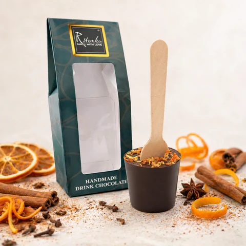 Bitter drinking chocolate stick - gingerbread, orange | 60g