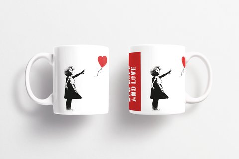 Mug en céramique Banksy 325 ml - Fille au ballon rouge