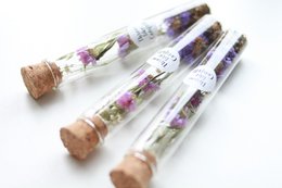 Dried flowers Statice + flower seeds in a bottle with sticker