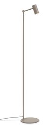 A tall, sand-colored floor lamp with a single adjustable LED light head. The lamp has a simple, minimalist design that would complement a variety of interior styles.