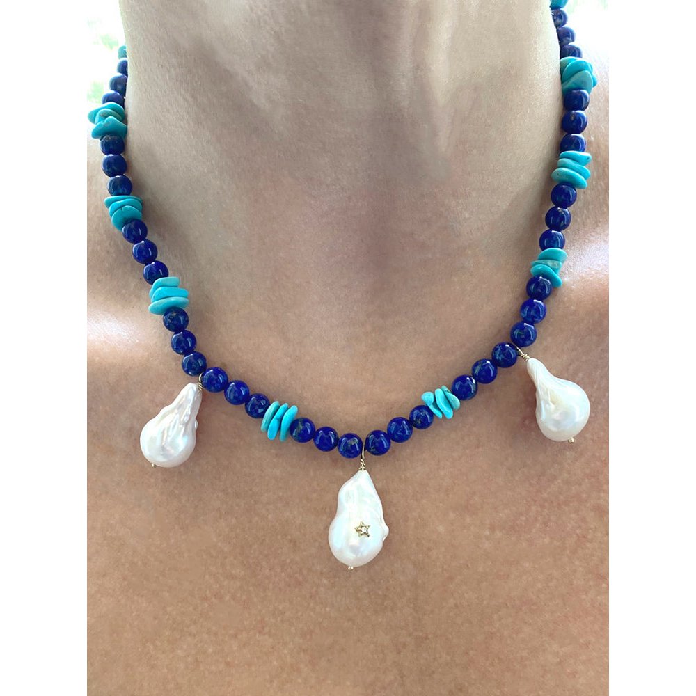 Collana Santorini In Lapis E Turchese